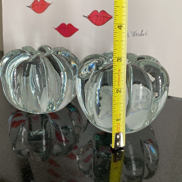 A pair of mid century Handblown crystal candle holders - Picture 4 of 7